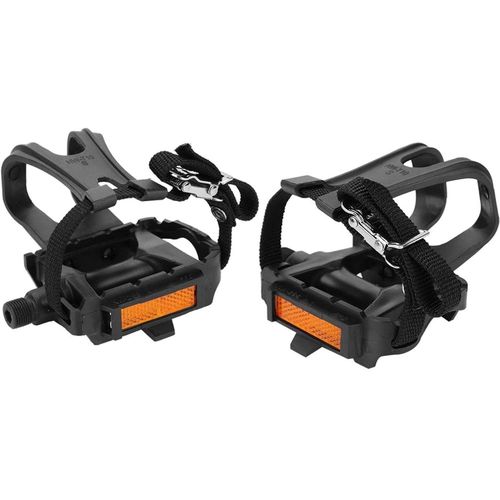 Subzonal-Cale Pied Velo,1 Paire De Pédales De Vélo,1 Paire De Pédales De Vélo Avec Clips Et Sangles, Pédales De Vélo Pédales De Cyclisme Pinces D'orteil Cage Pédales Plates Pour Aux Vélos D'exercice