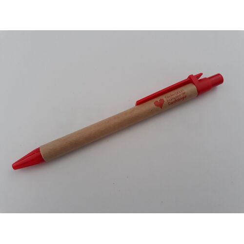 Stylo À Bille Rétractable " Fédération Française De Cardiologie " Rouge Carton