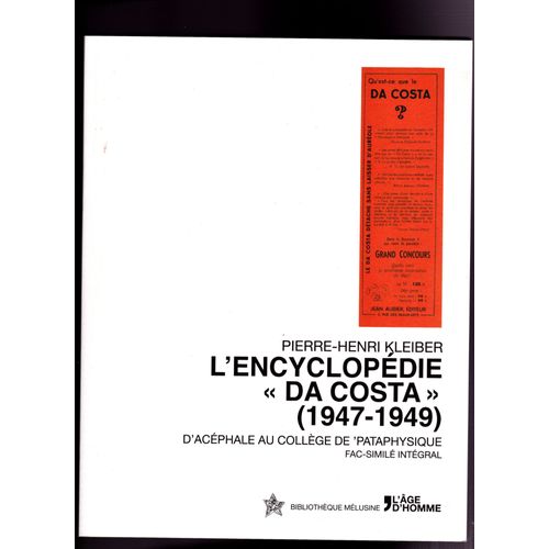 L'encyclopédie "Da Costa" (1947-1949). D'acéphale Au Collège De 'pataphysique