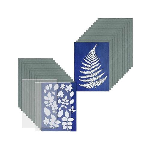 Kit de papier d'impression solaire, papier cyanotype, papier cyanotype de 30 feuilles avec panneau acrylique de 2 feuilles, activé