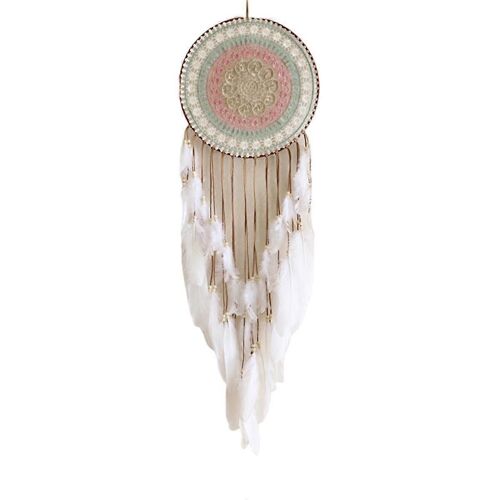 Tissé rond Dream Catcher avec plume pour chambre à coucher suspendu décoration mignon pendentif pour la décoration d'intérieur, B
