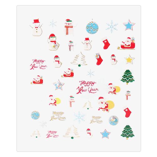 Autocollants Pour Ongles 3d Joyeux Noël, Flocons De Neige D'hiver, Arbres De Noël, Dessin Animé, Accessoires Pour Nail Art 