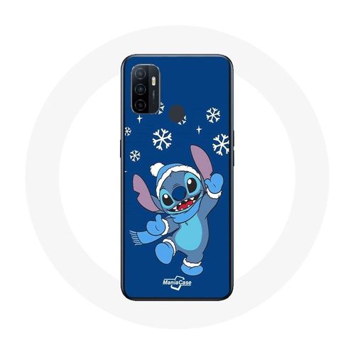Coque Oppo A53 Stitch Neige Noël Bleu