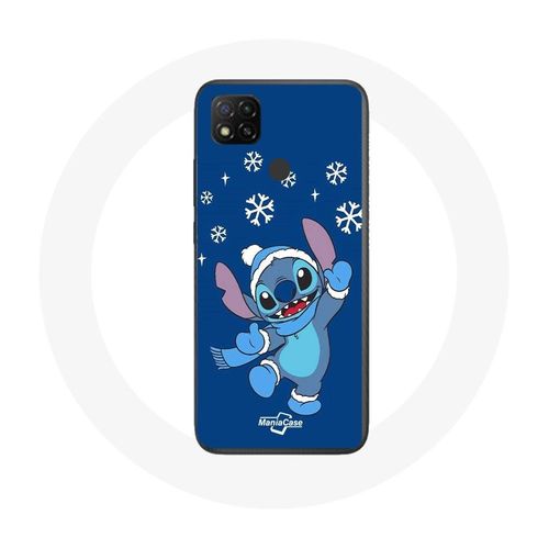 Coque Xiaomi Redmi 9c Stitch Neige Noël Bleu