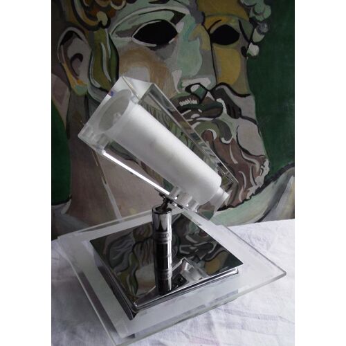 Spot Contemporain Rotatif Chrome Et Verre Dimensions 12x12cm Hauteur 13cm