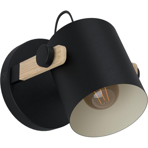 SUBZONAL-Applique murale Hornwood, luminaire mural vintage de style industriel, lampe rétro en acier et bois, coloris noir, crème, marron, douille E27