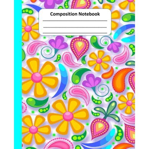 Composition Notebook Wide Ruled Flowers Pattern: Wide Ruled For Boys Girls Adults Kids Students Home Business School College Kindergarten
