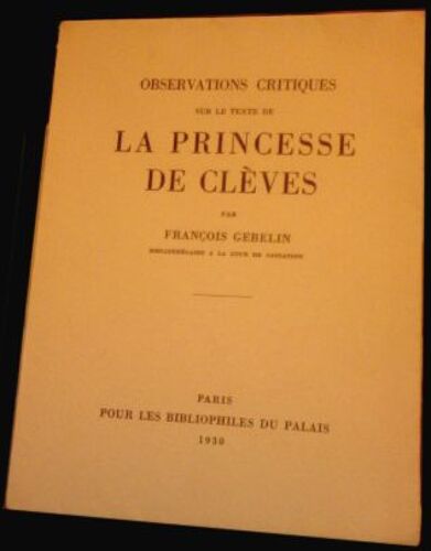 Observations Critiques Sur Le Texte De La Princesse De Clèves