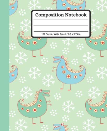 Dinosaur Composition Notebook: Wide Ruled Lined Paper Notebook Journal, Workbook For Girls, Kids, Teens And Students, For Back To School And Home College Writing Notes.