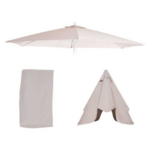 Toile De Rechange Pour Parasol Florida, Toile De Rechange Ø 3,5m Polyester 8 Baleines   Crème-Blanc