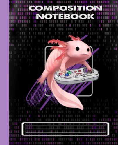Axolotl Composition Notebook: Kawaii Pastel Goth Axolotl Video Gamer Notebook, 7.5"X9.25" Aquatic Workbook 120 Pages Wide Ruled Blank Lined Paper ... Kids: Cute Axolotl Composition Notebook