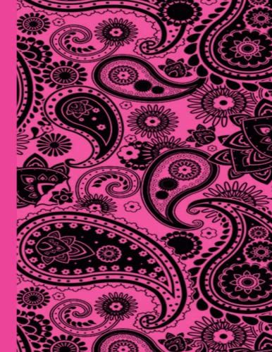Black And Pink Paisley Notebook - Large 8.5x11 Inches-120 Pages- College Ruled: Composition Notebook