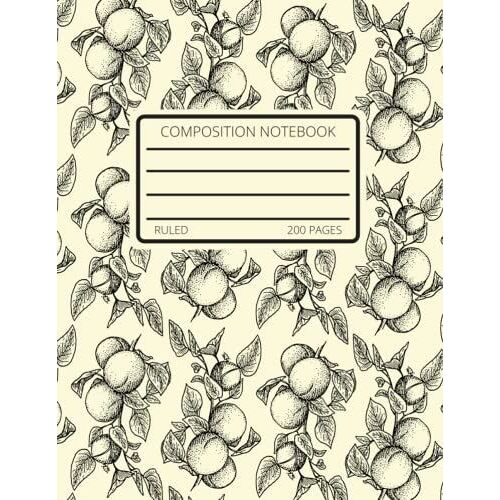 Composition Notebook: Beautiful Vintage Peach Illustration Print. 200 Pages. 8.5"X11" College Ruled White Paper . Great For Note Taking, Writing, ... Makes A Great Gift! Perfect For Peaches! :)