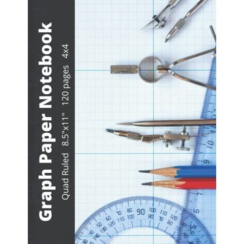 Graph Paper Notebook: Quad Ruled 8.5"X11" 120 Pages 4x4 Grid