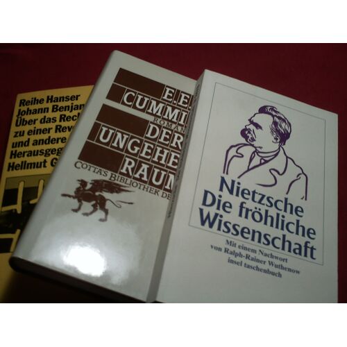 Lot De 3 Livres En Allemand: Cummings (Der Ungeheure Raum) -Nietzsche Die Fröliche Wissenschaft -Johann Benjamin Erhard (Über Das Recht Des Volks Zu Einer Revolution...)  