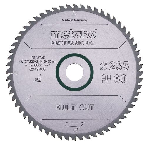 Metabo Lame de scie ""Multi cut - Professional"", 235x2,4/1,8x30, Z60 FZ/TZ 5° - 628495000