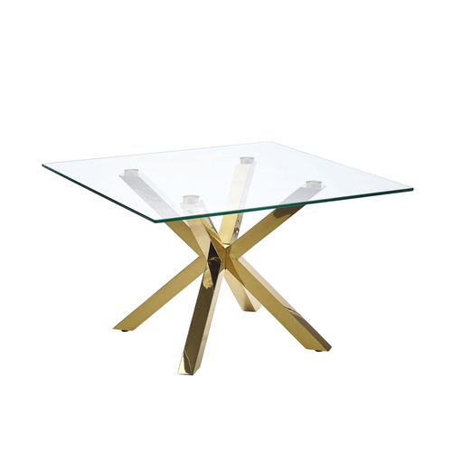 Table Basse En Verre Avec Pieds Dorés 70 X 70 Cm Starlight