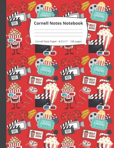 Cornell Notes Notebook: Movie Gifts | Cornell Note Paper With Retro Movie Pattern | Note Taking And Meeting Notes Notebook Organized | (8.5"X11") | 106 Pages