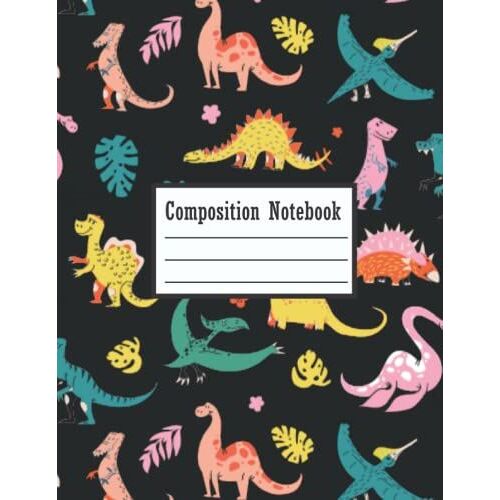 Composition Notebook: Dinosaur Journal Blank Dotted Writing Sheets Notebook For Preschool And Kindergarten