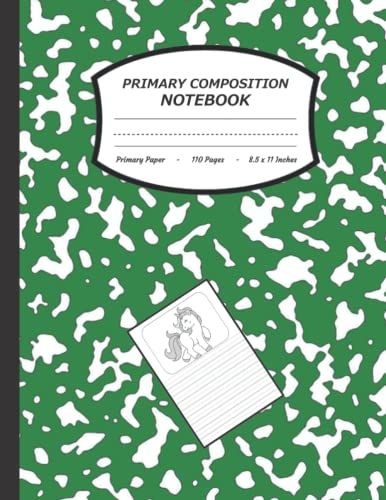 Primary Composition Notebook: Green Marble Theme Journal (Draw And Write)