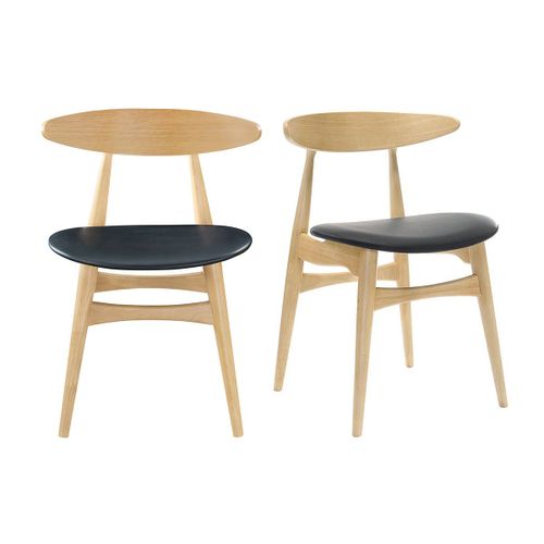Chaises Scandinaves Bois Clair Et Noir (Lot De 2) Walford