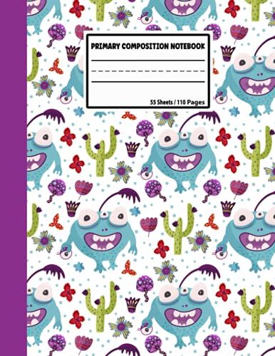 Primary Composition Notebook: Cute Blue Monster Cover Design | Kindergarten Gift Idea For Girls And Boys