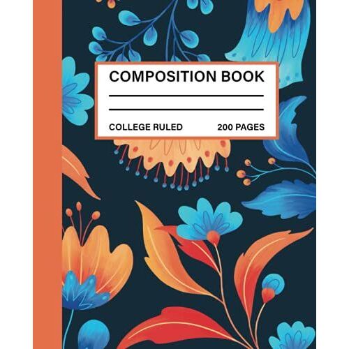 Composition Notebook: Cute Floral Pattern College Ruled Composition Book, 7.5x9.25 College Ruled Pages