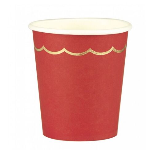 Gobelets Festonnees 200ml Rouges Et Or
