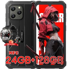 Blackview BV5300 Plus Smartphone Incassable Android 13 6,1" 128 Go 6580mAh NFC Noir avec Smartwatch Blackview W50 Pro