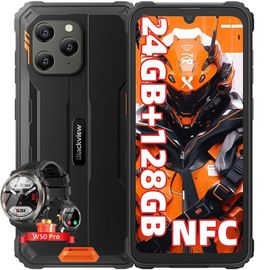 Blackview BV5300 Plus Smartphone Incassable Android 13 6,1" 128 Go 6580mAh NFC Orange avec Smartwatch Blackview W50 Pro