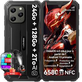 Blackview BV5300 Plus Smartphone Incassable Android 13 6,1" 128 Go 6580mAh NFC Noir avec Smartwatch Blackview W60
