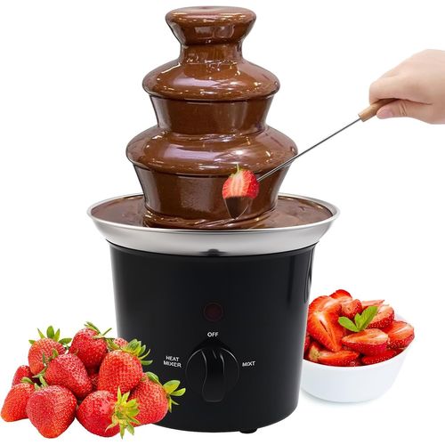 KALANKA-Fontaine à chocolat, 3 étages 60 W, kit de fondue électrique au chocolat, ensemble de fondue en acier inoxydable, fontaine de fête à 3 niveaux pour anniversaires, fêtes et familles