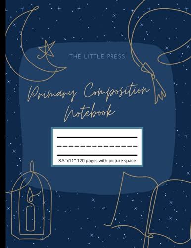 Primary Composition Notebook K-2: Primary Journal With Picture Space And Dotted Midline, Night With Stars Cover , For Writing And Drawing With Cute Cover