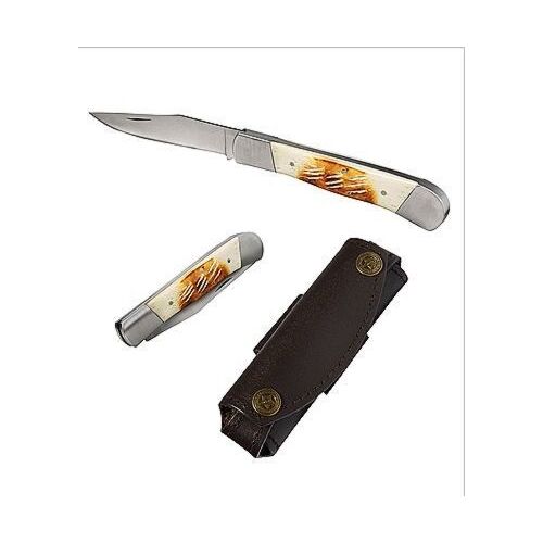 Couteau Highlands Expedition En Os & Son Etui Cuir Assorti