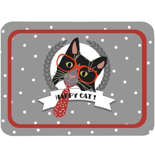Petit Plateau Métallique Chat Happy Cat 25 X 36 Cm