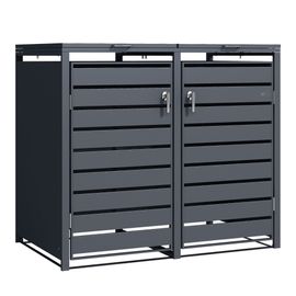 Axi Lucas Cache Poubelle Métallique Anthracite - Abri Poubelle Pour 2 Conteneurs - Max. 240l - Abri Poubelle Extérieur Avec Excellente Ventilation.