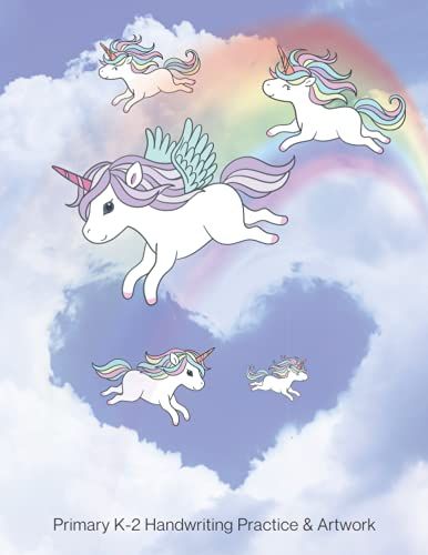 Rainbows And Unicorns Notebook: Handwriting Practice Ruled - Artwork And Composition Notebook Primary K-2 Grade - 8.5x11 - 100 Pages/50 Sheets