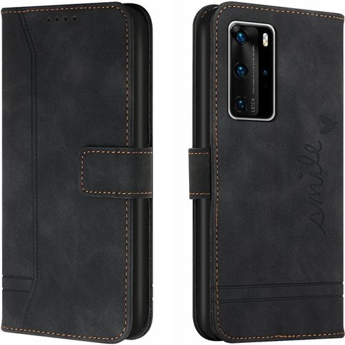 Coque Pour Huawei P40 Pro, Etui Cuir Avec Magnetique, Flip Pochette Housse Pour Huawei P40 Pro Protection, Noir