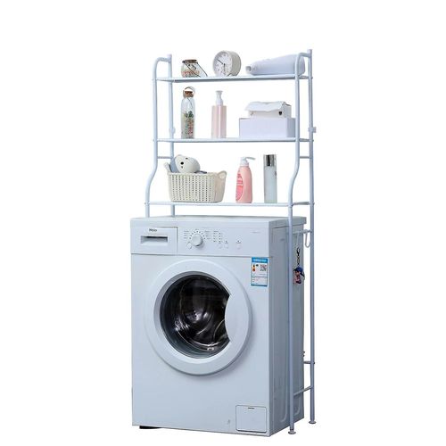 Lave-linge 3 niveaux et étagère de salle de bains - Blanc