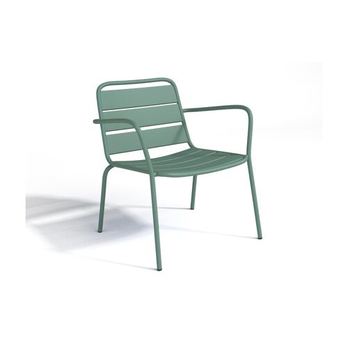 Fauteuil Bas De Jardin Empilable En Métal Vert Amande - Mirmande