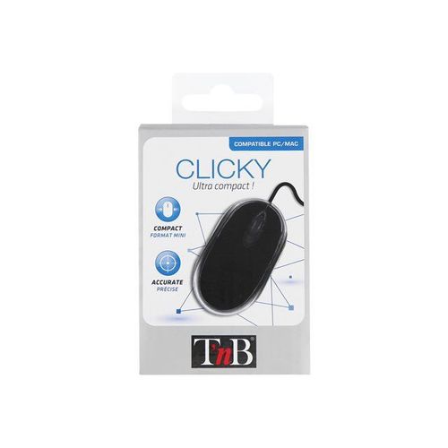 T'nB CLICKY - Souris - 3 boutons - sans fil - 2.4 GHz - récepteur sans fil USB - noir