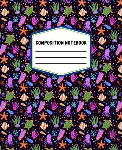 Composition Notebook: Marine Life Underwater Composition Notebook || 7.5x9.25"||120 Pages Wide Ruled Paper Journal Diary School Book Supplies For Kids