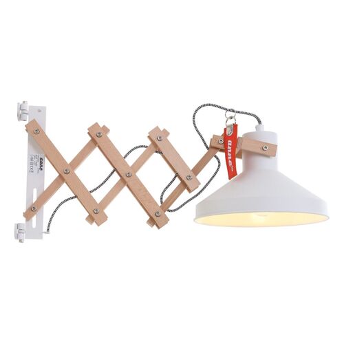 Sienna Woody Applique Murale Dome Blanc Mat, Bois Blanc, Métal