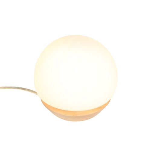 Sienna Ancilla Globe Lampe De Table Bois Clair, Verre Mat