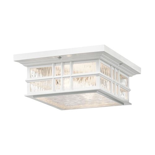 Elstead Beacon Square Plafonnier Extérieur À 2 Ampoules, Blanc, Ip44, E27