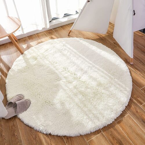 Tapis Pour Le Salon,Tapis Moelleux D'intérieur Modernes En Velours Super Doux Et Fluffy Soft Longhair Décoratif Coussin(Blanc, 100 X 100cm)