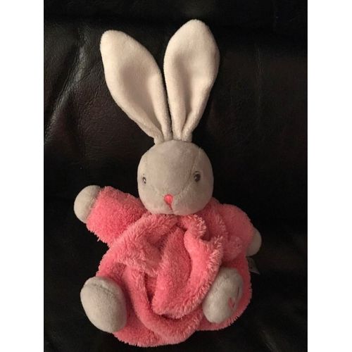 Doudou Boule Lapin Gris Plume Kaloo Rose Framboise Petit Modèle 20cm