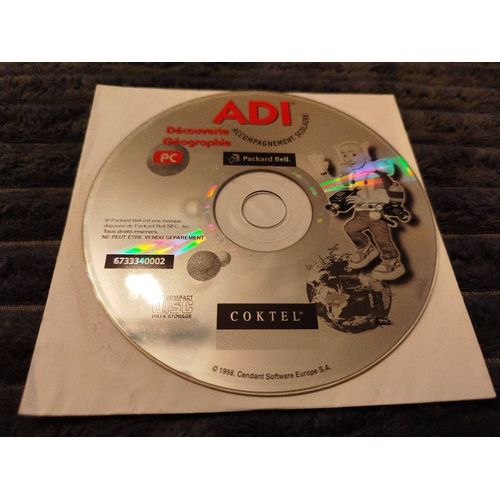 Cd - Rom : Adi Découverte Géographie - Accompagnement Scolaire - Packard Bell 1998