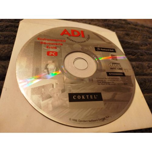 Cd - Rom : Adi - Accompagnement Scolaire - Environnement Découverte École - Packard Bell 1998 .