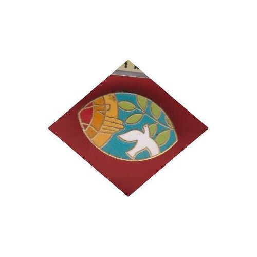 Pin's Forme De Ballon De Rubgy Colombe Oiseau Pax Christ Prier Pour La Paix 